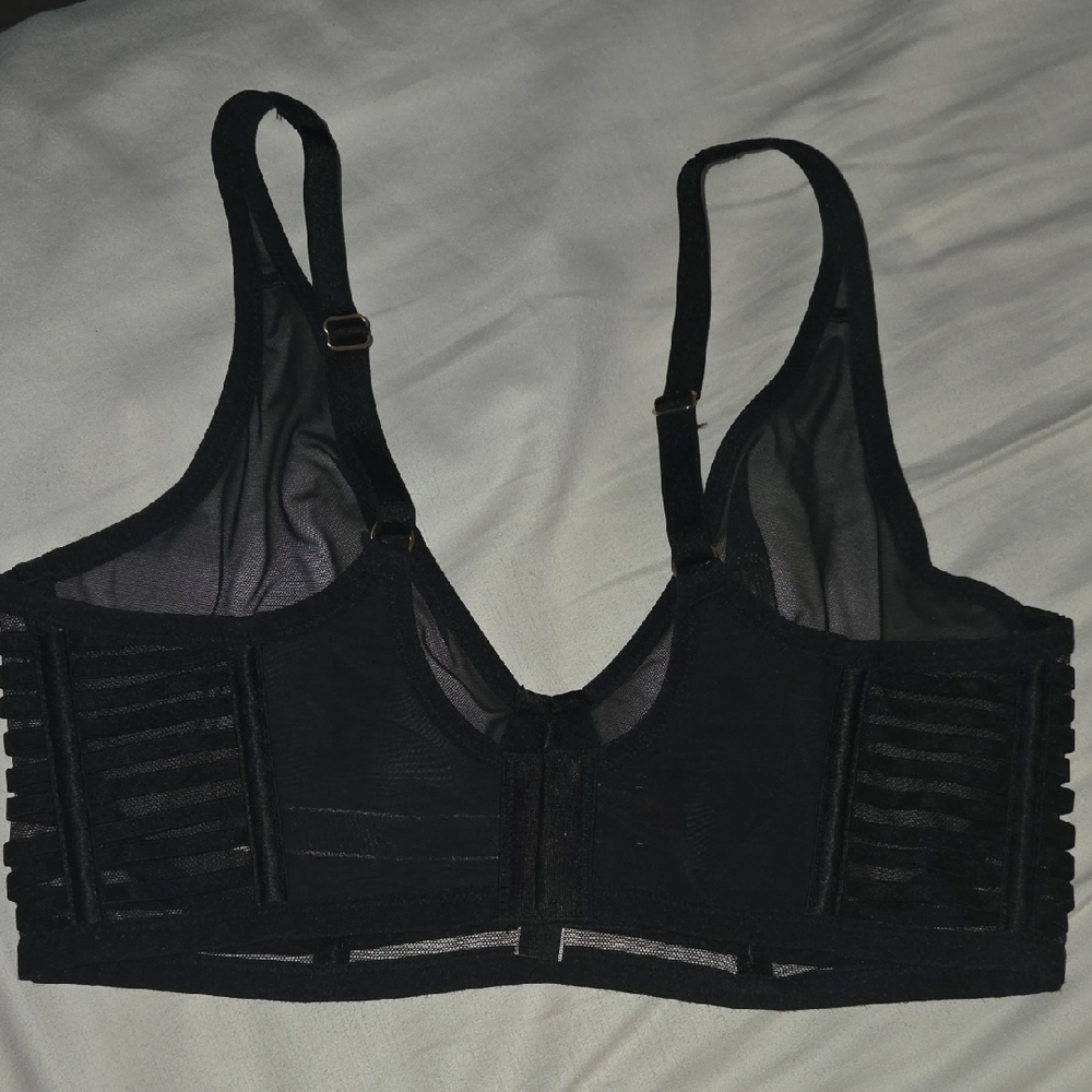 Victoria's Secret Luxe Lingerie Unlined Mesh Full Coverage Plunge Bra Corset - Picture 5 of 8